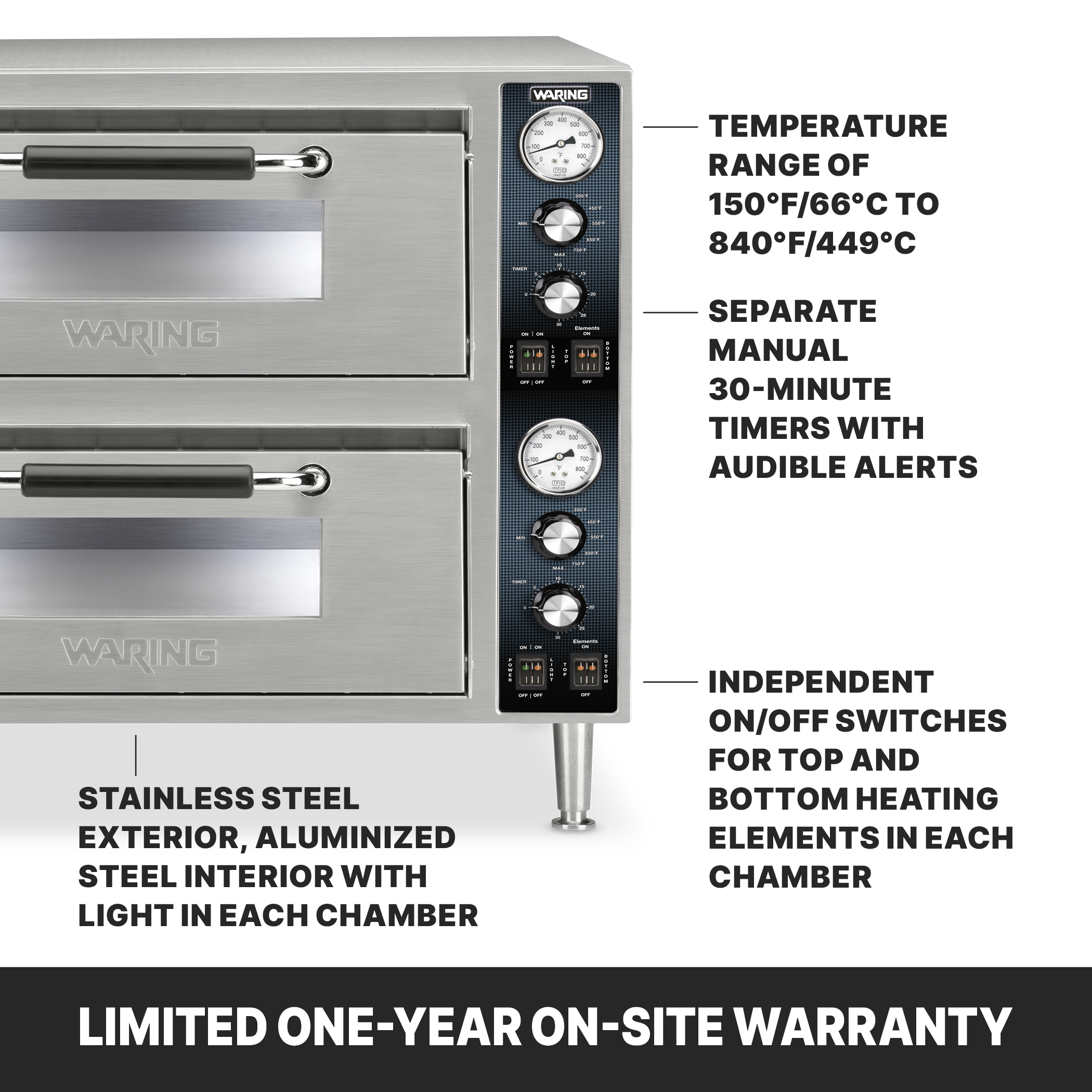 18" Double-Deck Pizza Oven, Dual Chamber